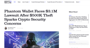 CryptoNinjas coverage of $3.1 million Phantom wallet lawsuit filed by cryptocurrency attorney LEXBRIDGE LC over security breach